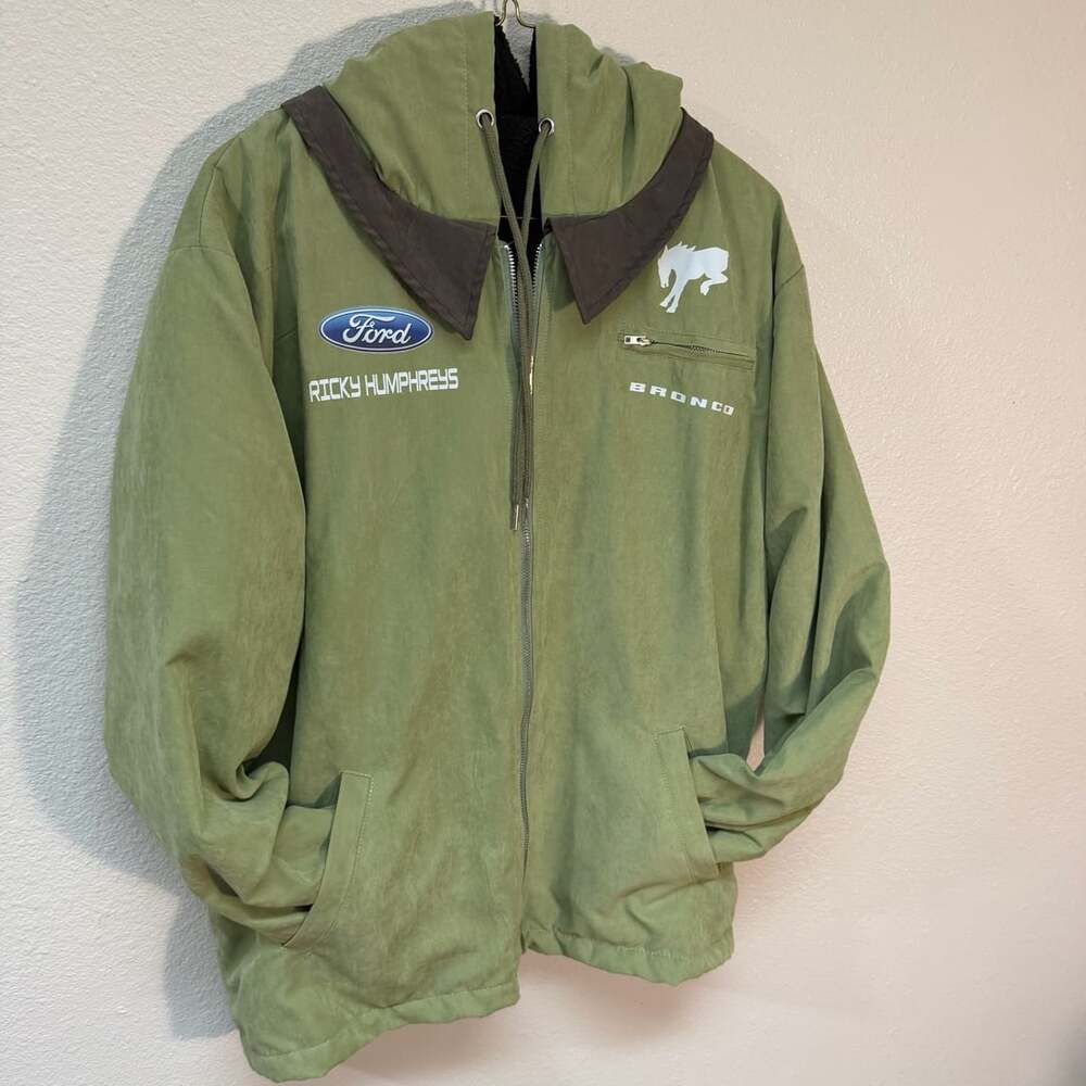Ford Bronco Racing Jacket Sage Green Ricky Humphreys Size L
